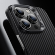 θήκη BENKS Kevlar για iPhone 15 Pro Max, για MagSafe, Carbon Fiber, μαύρη