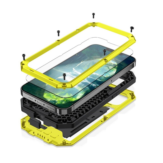 Θήκη για iPhone 13 Mini, R-JUST CamShield Slide, θωρακισμένη, κίτρινη / μαύρη