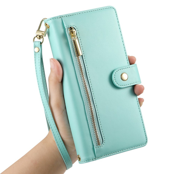 Θήκη με πτερύγιο για Samsung Galaxy S25 Edge, Wallet Zipper Pocket, μέντας