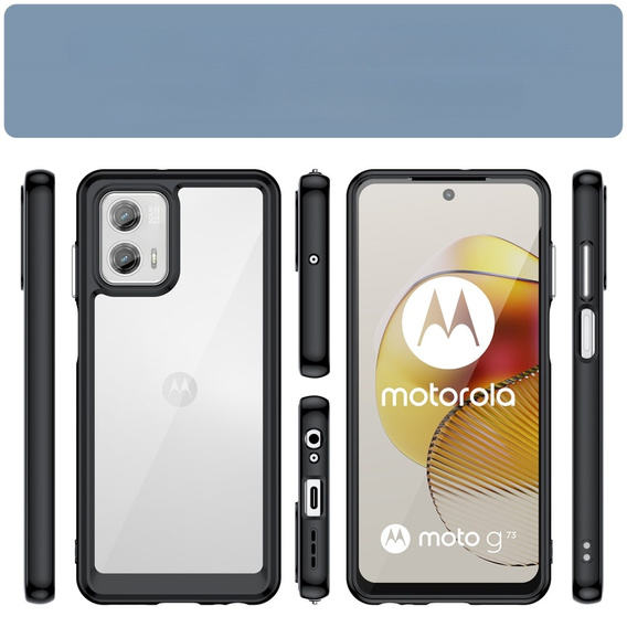 Θήκη για Motorola Moto G73 5G, Fusion Hybrid, διαφανής / μαύρη