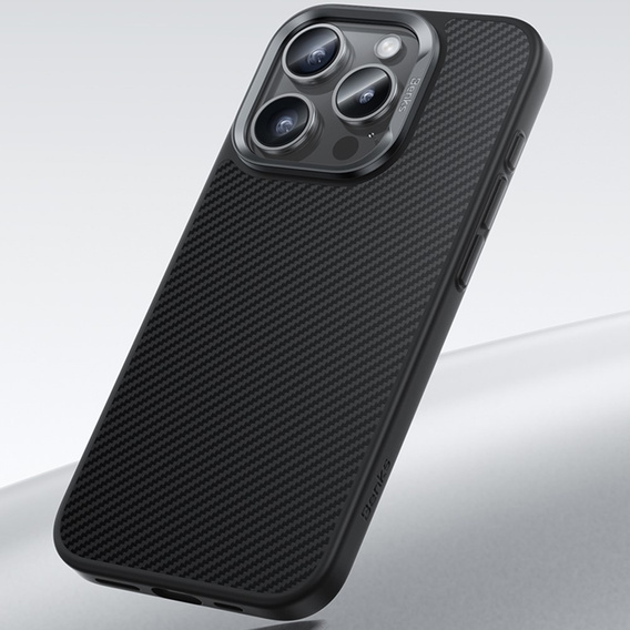 θήκη BENKS Kevlar για iPhone 16 Pro, για MagSafe, Carbon Fiber, μαύρη