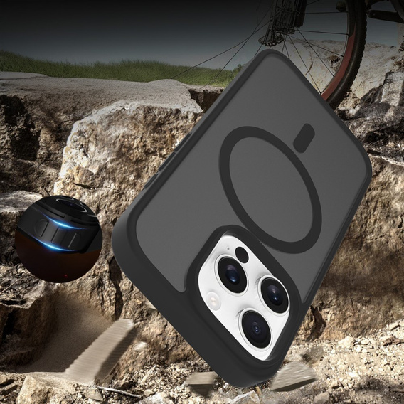 Θήκη ERBORD MagSafe για iPhone 16 Pro Max, Matte Case, ενεργό κουμπί, ματ / μαύρο