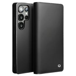 θήκη flip για Samsung Galaxy S25 Ultra, QIALINO Leather Wallet, μαύρη