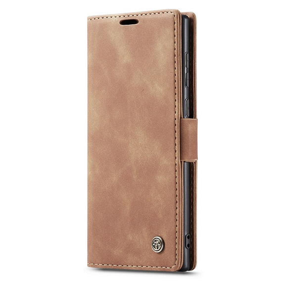 θήκη CASEME για Samsung Galaxy S22 Ultra, Leather Wallet Case, καφέ