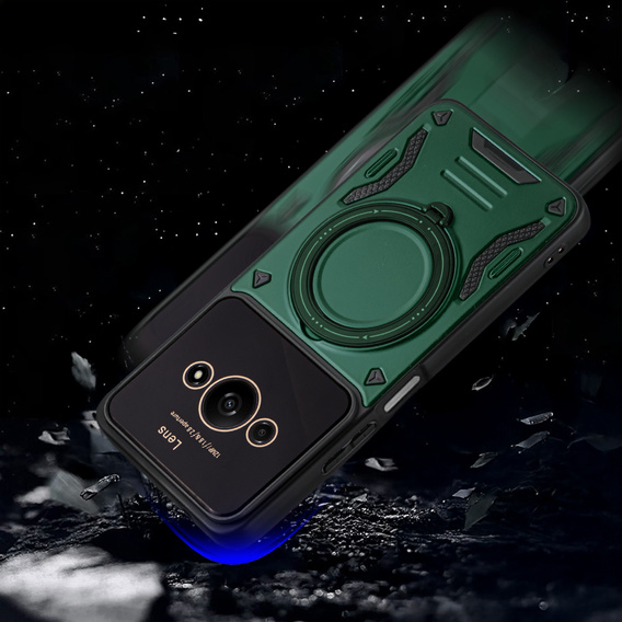 Θωρακισμένη θήκη για Xiaomi Redmi A3, Magnetic Ring, πράσινη