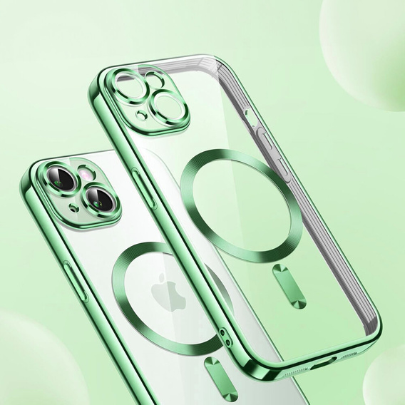 Θήκη για iPhone 15, Electro MagSafe, πράσινη + Γυαλί για την οθόνη