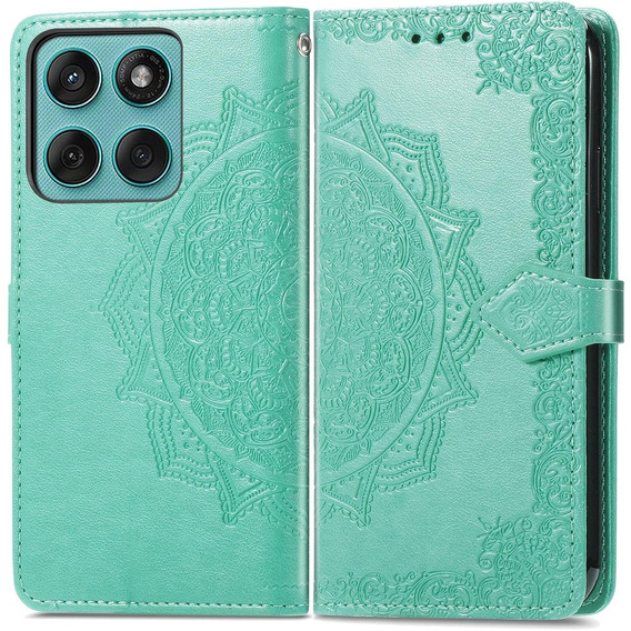 Θήκη με πτερύγιο για Motorola Edge 60 / 60 Fusion, Mandala, πράσινη