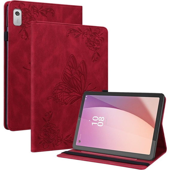 θήκη για το Lenovo Tab M9, Butterfly, κόκκινη