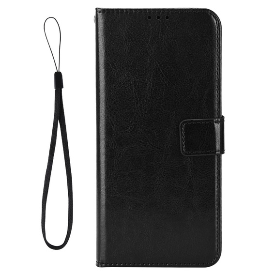 Θήκη με πτερύγιο για OnePlus 13R, Crazy Horse Wallet, μαύρη