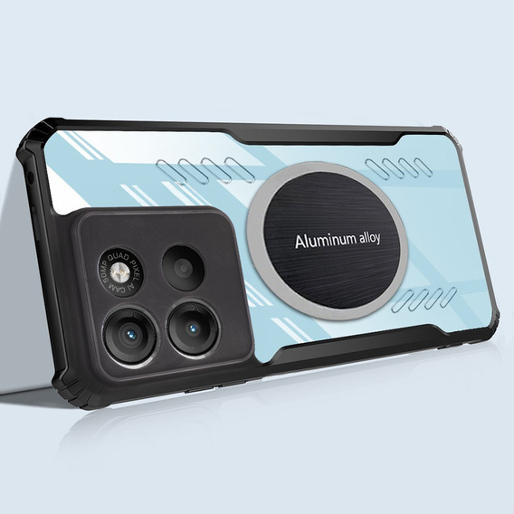 Θήκη για Motorola Moto G15 / Motorola Moto G15 Power, με μαγνητική πλάκα, διαφανής / μαύρη