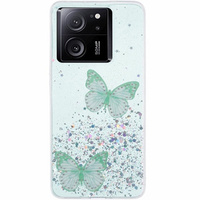 Θήκη για Xiaomi 13T / 13T Pro / Redmi K60 Ultra, Glitter Butterfly, πράσινη