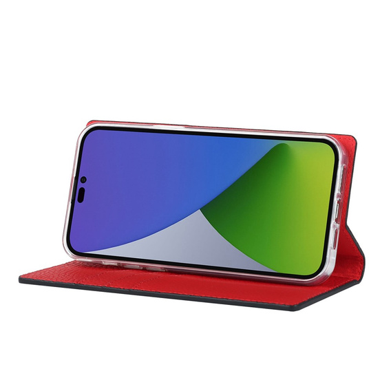 Θήκη με πτερύγιο για iPhone 14 Pro, Litchi Skin Grain, μαύρη