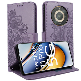 Θήκη με πτερύγιο για Realme 11 Pro 5G / Pro+ 5G, Mandala Flower, μωβ