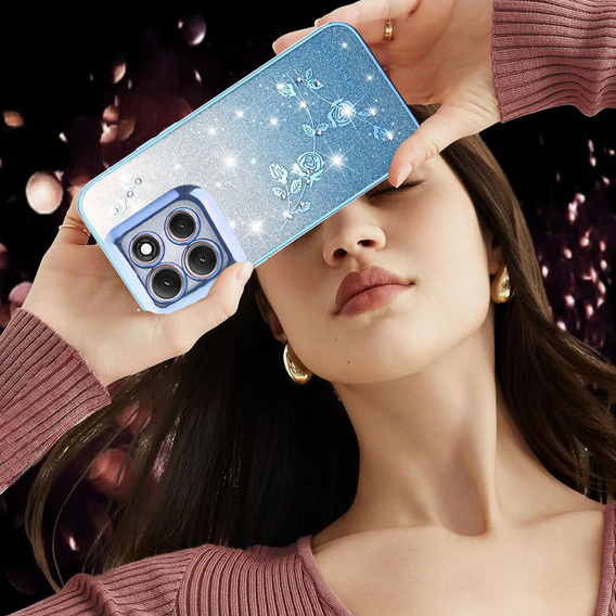 Θήκη για Motorola Moto G86 5G, Glitter Flower, μπλε