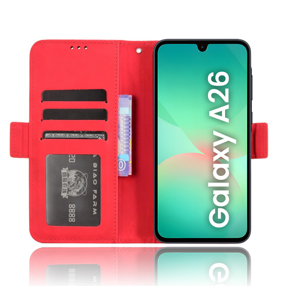 Θήκη με πτερύγιο για Samsung Galaxy A26, Card Slot, κόκκινη