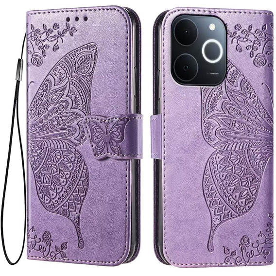 Θήκη με πτερύγιο για Realme Note 70T 4G, Butterfly, μωβ