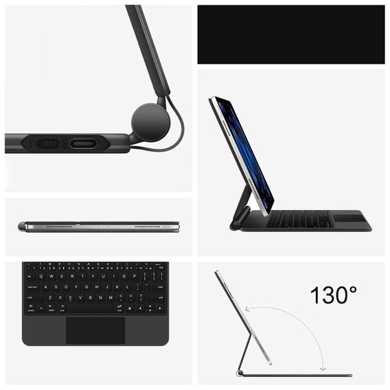 Θήκη πληκτρολογίου για iPad Pro 11" 2024, Magnetic Keyboard Touchpad, μαύρη