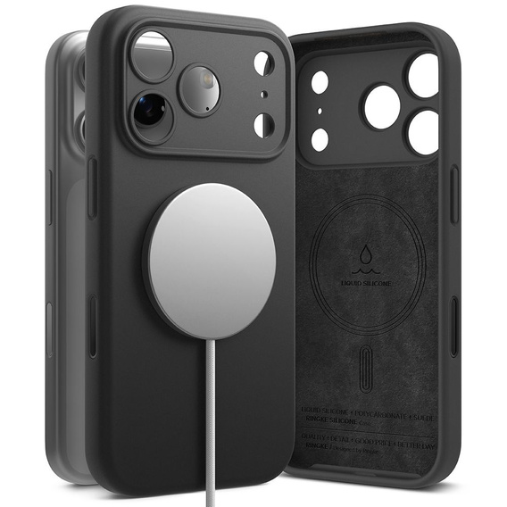 Θήκη Ringke για iPhone 17 Pro Max, Μαγνητική θήκη σιλικόνης MagSafe, Μαύρο
