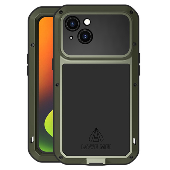 Love Mei Θήκη για iPhone 14, armored with glass, πράσινη