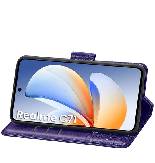 Θήκη με πτερύγιο για Realme C71, Butterfly, μωβ