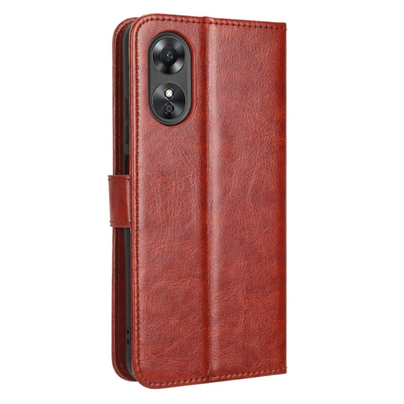 Θήκη με πτερύγιο για Oppo A17, Crazy Horse Wallet, καφέ