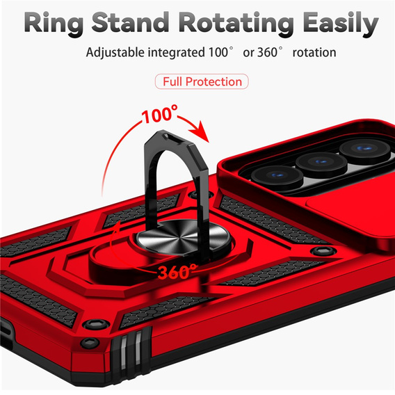 Θήκη με βάση και προστατευτικό φακού για Samsung Galaxy S26 Plus, κόκκινη