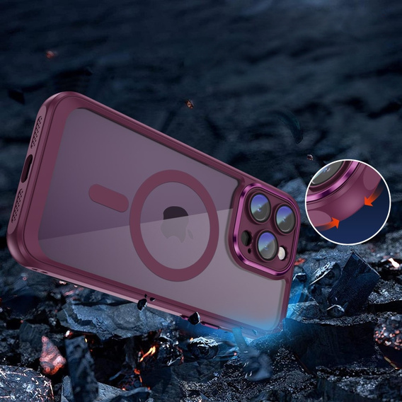 Θήκη για iPhone 14 Pro, ERBORD Impact Guard, MagSafe, μπορντό