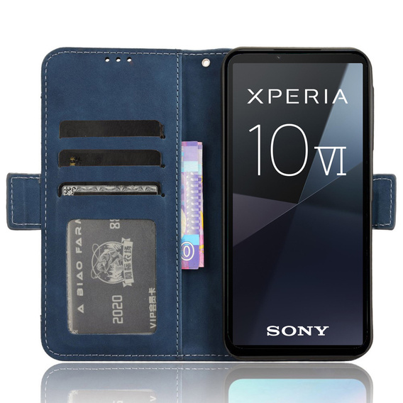 Θήκη με πτερύγιο για Sony Xperia 10 VI, Card Slot, σκούρο μπλε
