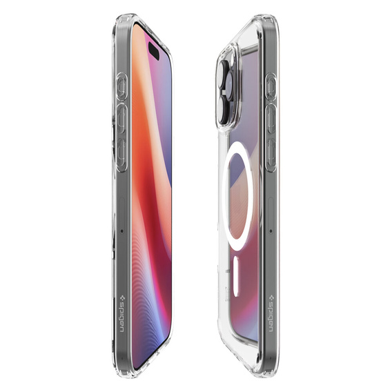 Θήκη MagSafe Spigen για iPhone 16 Pro, Ultra Hybrid, διαφανής / λευκή + Μετριασμένο γυαλί 9H
