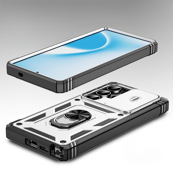 Θήκη για Samsung Galaxy S25 Ultra, KickStand Camera Lens, λευκή