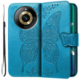 Θήκη με πτερύγιο για Realme 11 Pro / 11 Pro +, Butterfly, μπλε