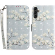 Θήκη με πτερύγιο για Samsung Galaxy A14 4G/5G, Wallet, flowers magnolia, λευκή