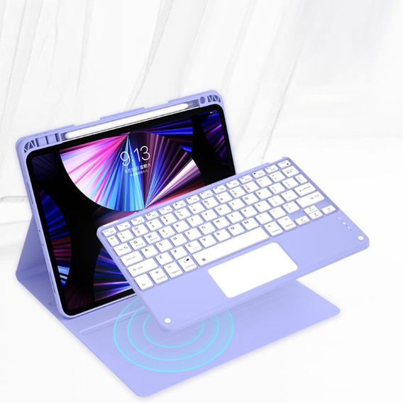 Θήκη + πληκτρολόγιο iPad Air 10.9 4 2020 / 5 2022, Touchpad, μωβ