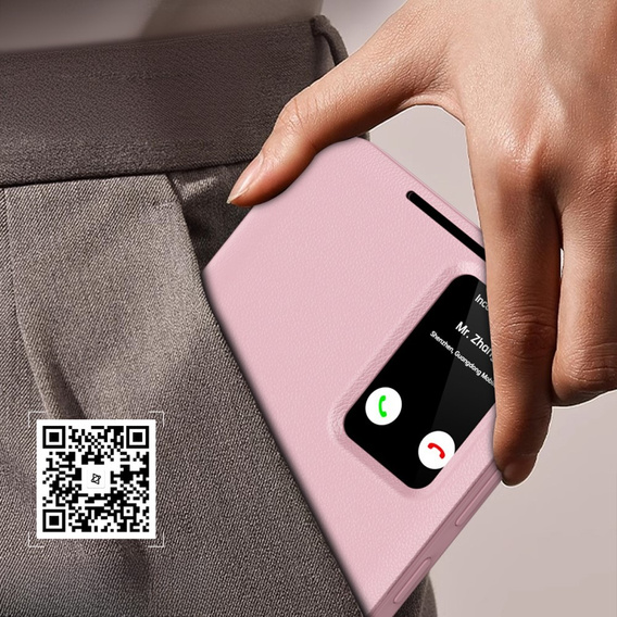 Αναδιπλούμενη θήκη για Samsung Galaxy A55 5G, Smart View Wallet, ροζ