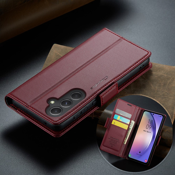 CASEME flip case για Samsung Galaxy A54 5G, Litchi Wallet, κόκκινη
