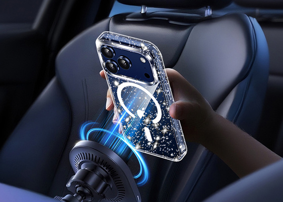 Θήκη για iPhone 17 Pro, για MagSafe, γυαλιστερή, διάφανη