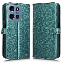 θήκη πτερύγιο για Motorola Moto G86 Power 5G, Wallet Rhombus, πράσινη