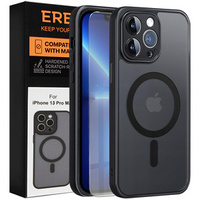 Θήκη για iPhone 13 Pro Max, για MagSafe, ERBORD Μatt Case, μαύρη + Γυαλί οθόνης