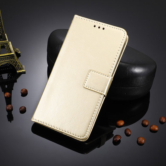Θήκη με πτερύγιο για Honor Magic 6 Lite 5G, Crazy Horse Wallet, χρυσή
