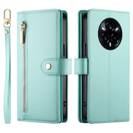 Θήκη με πτερύγιο για Realme 14 Pro+ 5G, Wallet Zipper Pocket, μέντας