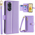 Θήκη με πτερύγιο για Oppo Reno8 T 4G, Wallet Zipper Pocket, μωβ