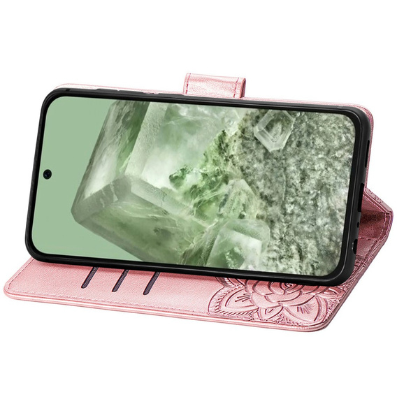 Θήκη με πτερύγιο για Google Pixel 8A, Butterfly, ροζ rose gold