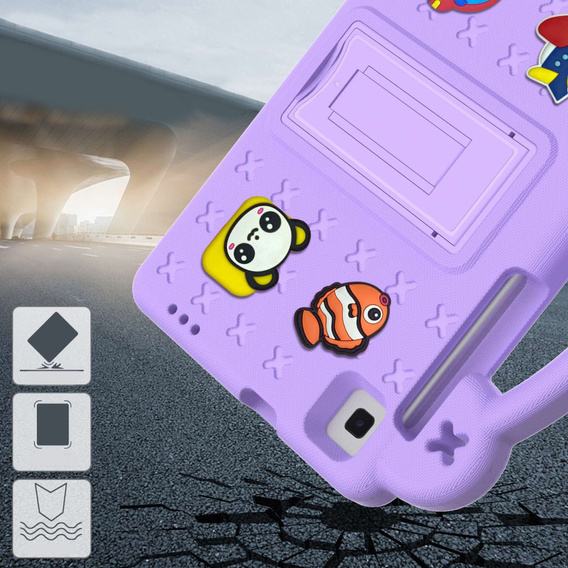 Παιδική θήκη για Samsung Galaxy Tab A7 Lite 8.7 T220/T225, Cute Patterns, με βάση, μωβ