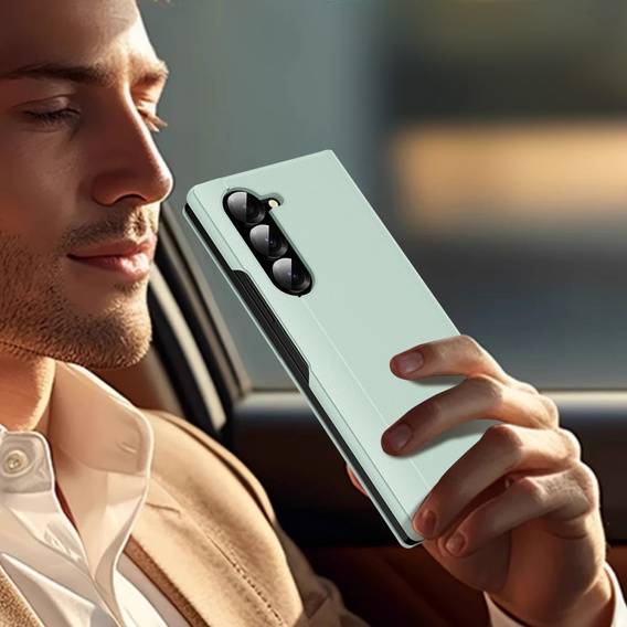 Αναδιπλούμενη θήκη για Samsung Z Fold5 5G, Smart View Wallet, πράσινη