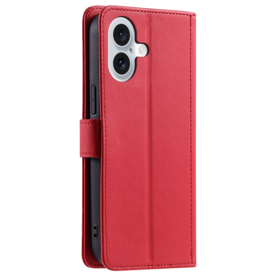 θήκη πτερύγιο για iPhone 16 Plus, Rhombus Crossbody Leather, κόκκινη
