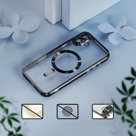 Θήκη για iPhone 16 Plus, Electro MagSafe, μαύρη + Γυαλί για την οθόνη