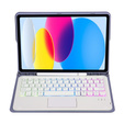 Θήκη με φωτιζόμενο πληκτρολόγιο bluetooth touchpad για iPad 10.9" 2022 (10 gen.), μωβ