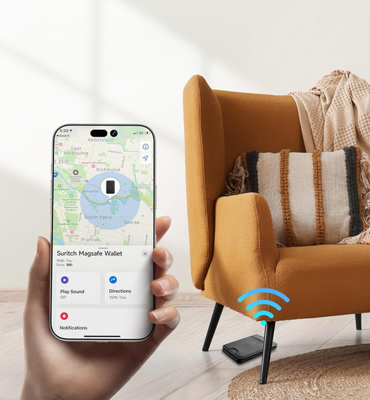 Μαγνητικό πορτοφόλι με τοποθεσία, NFC και βάση για iPhone 16 Pro