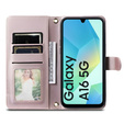 θήκη πτερύγιο για Samsung Galaxy A16, Rhombus Crossbody Leather, ροζ rose gold