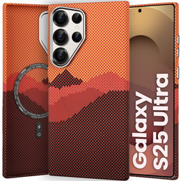 Θήκη για Samsung Galaxy S25 Ultra, ανθρακονήματα MagSafe, πορτοκαλί